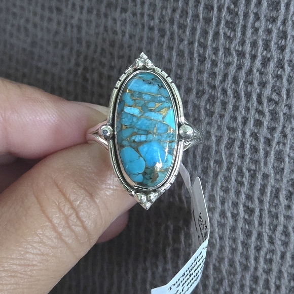 Shivam Oval Shaped Blue💙 Copper Turquoise Statement Ring💍 - NWT - Picture 10 of 16